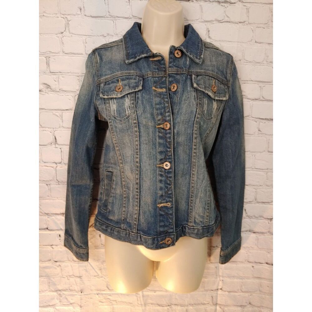 Epic Threads Girls Size XL Blue Distressed Denim Jean Jacket.